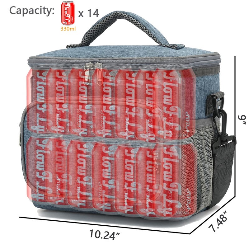 FlowFly Insulated Reusable Lunch Bag Adult Large Lunch Box for Women and Men with Adjustable Shoulder Strap,Front Zipper Pocket and Dual Large Mesh Side Pockets,Navy - Image 4